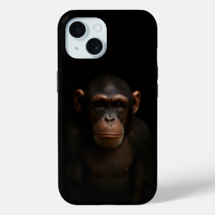 Schwarzes 4 Luxe iPhone 15 Case, Serene Schimpanse Case-Mate iPhone Hülle