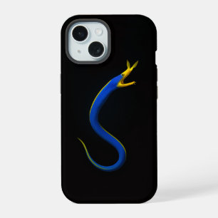 Schwarzes 4 Luxe iPhone 15 Mate, Blauer Band-Aal Hülle