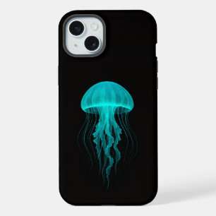 Schwarzes 4 Luxe iPhone 15 Plus, grüne Qualle Plus Hülle