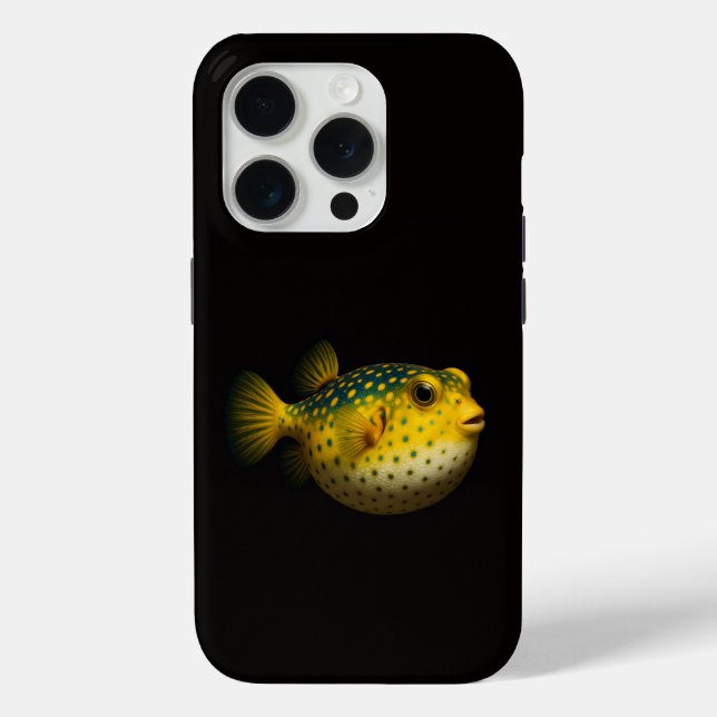 Schwarzes 4 Luxe iPhone 15 Pro Mate, Gelber Kugelf Case-Mate iPhone Hülle (Rückseite)