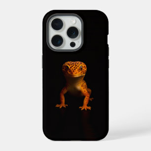 Schwarzes 4 Luxe iPhone 15 Pro Mate Leopard Gecko Hülle