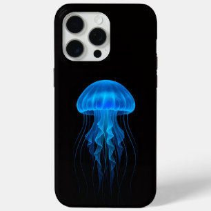 Schwarzes 4 Luxe iPhone 15 Pro Max, Blaue Qualle Case-Mate iPhone Hülle