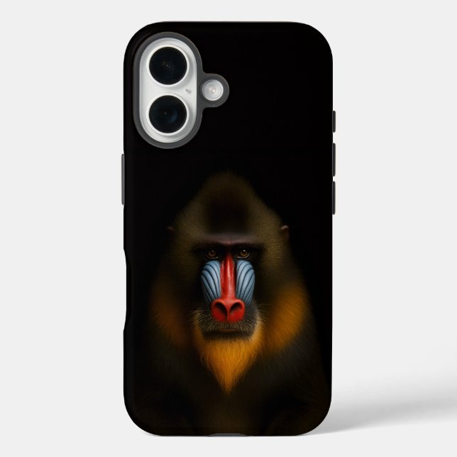 Schwarzes 4 Luxe iPhone 16 Case-Mate, Mandrillaffe Hülle (Rückseite)