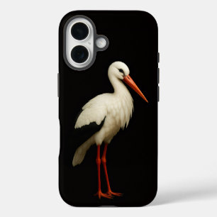 Schwarzes 4 Luxe iPhone 16 Mate, Anmutiger Storch Hülle