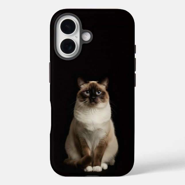 Schwarzes 4 Luxe iPhone 16 Mate, Birma-Katze Hülle (Rückseite)