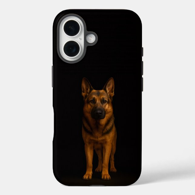 Schwarzes 4 Luxe iPhone 16 Mate, Deutscher Schäfer Hülle (Rückseite)