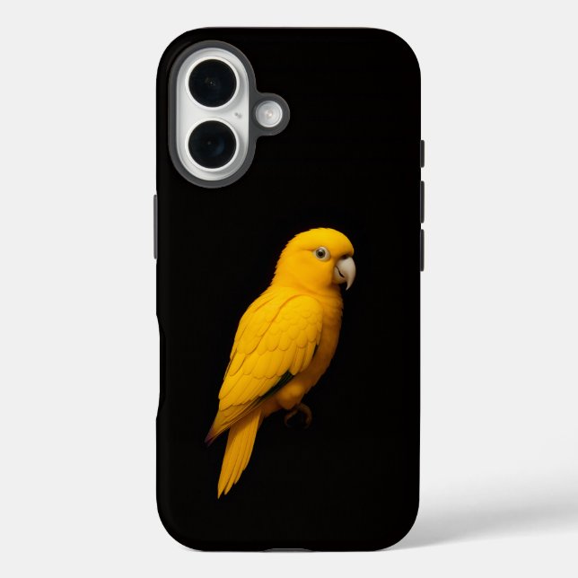 Schwarzes 4 Luxe iPhone 16 Mate, Goldsittich Hülle (Rückseite)