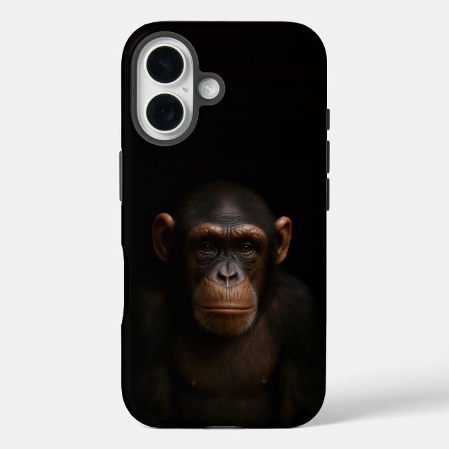 Schwarzes 4 Luxe iPhone 16 Mate, Serener Schimpans Hülle (Rückseite)