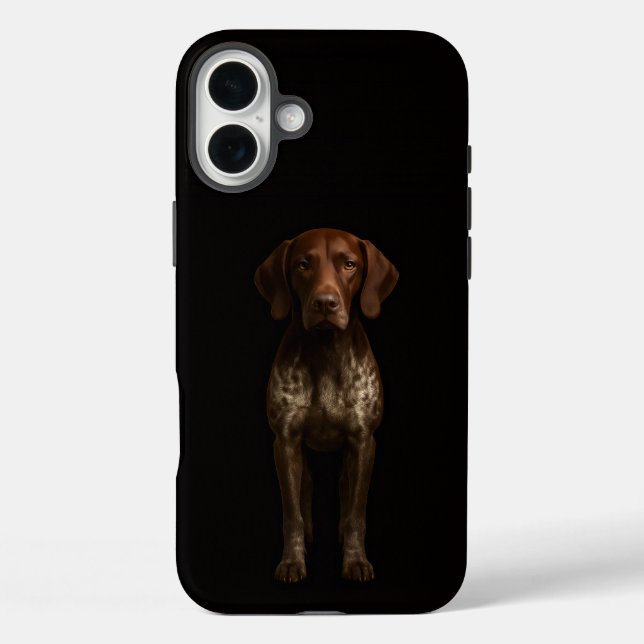 Schwarzes 4 Luxe iPhone 16 Plus, Deutscher Pointer Plus Hülle (Rückseite)