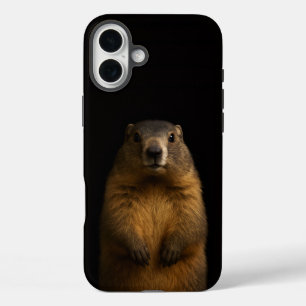 Schwarzes 4 Luxe iPhone 16 Plus, Fluffy Marmot Plus Hülle