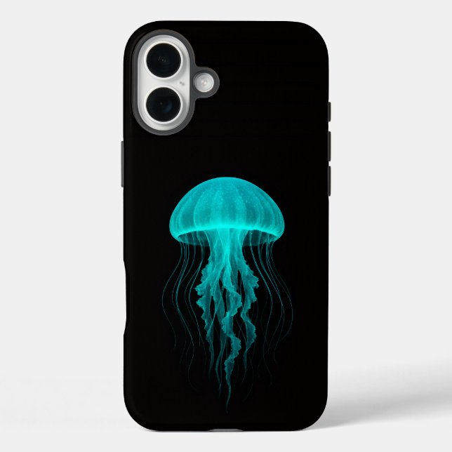 Schwarzes 4 Luxe iPhone 16 Plus, Grüne Qualle Plus Hülle (Rückseite)