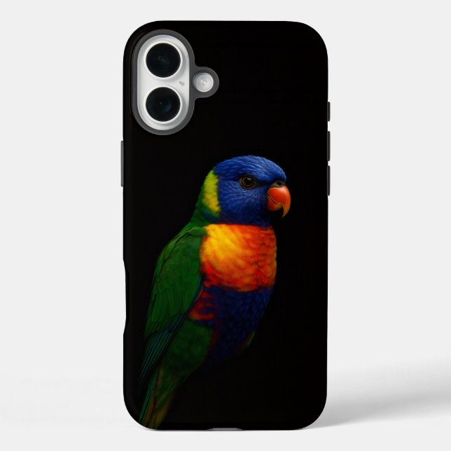 Schwarzes 4 Luxe iPhone 16 Plus, Lorikeet Papagei Plus Hülle (Rückseite)