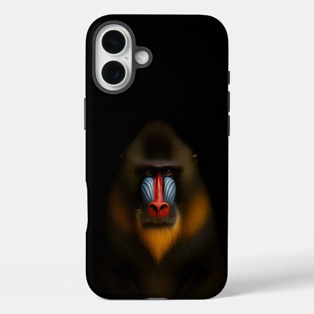 Schwarzes 4 Luxe iPhone 16 Plus, Mandrill-Affe Plus Hülle (Rückseite)