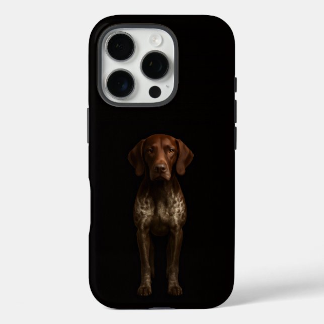 Schwarzes 4 Luxe iPhone 16 Pro, Deutscher Pointer  Pro Hülle (Rückseite)