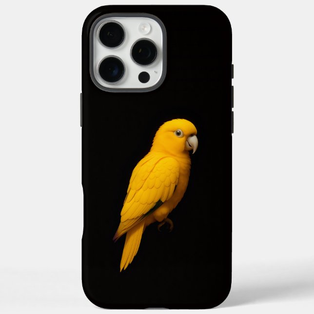 Schwarzes 4 Luxe iPhone 16 Pro Max, Goldsittich Max Hülle (Rückseite)