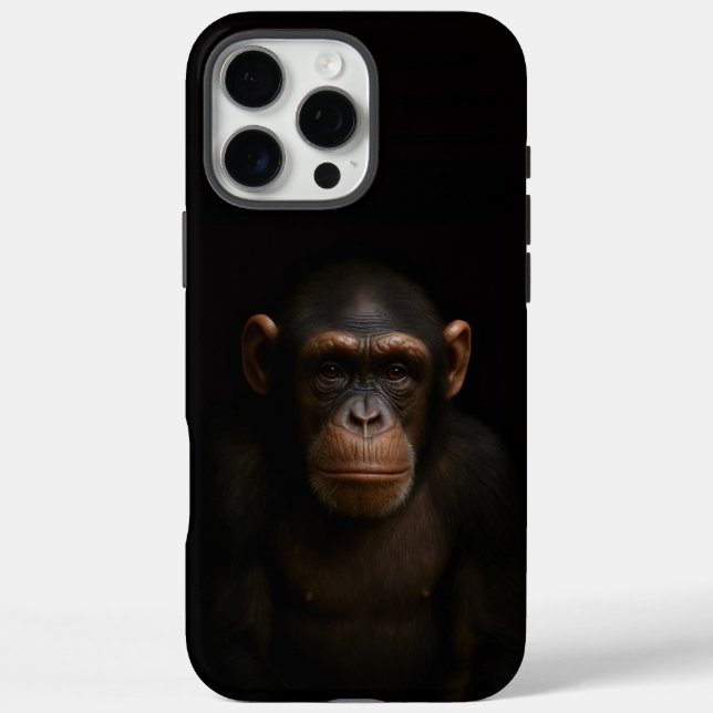 Schwarzes 4 Luxe iPhone 16 Pro Max, Serener Schimp Max Hülle (Rückseite)