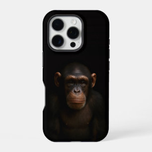 Schwarzes 4 Luxe iPhone 16 Pro, Serener Schimpanse Pro Hülle