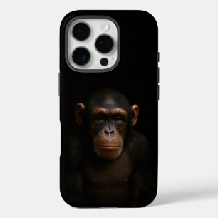Schwarzes 4 Luxe iPhone 16 Pro, Serener Schimpanse Pro Hülle