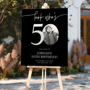 Schwarzes 50. Geburtstag Begrüßungszeichen   Schau Poster