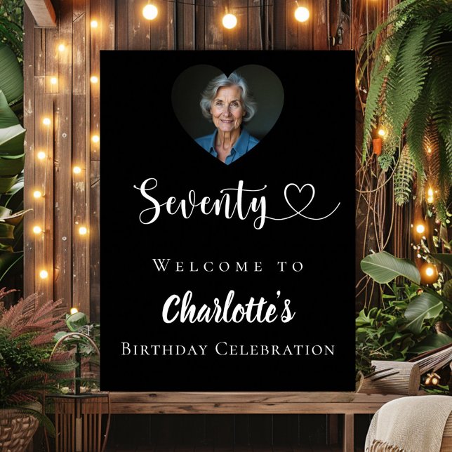 Schwarzes 70. Geburtstag Party Foto Herzlich willk Poster (Von Creator hochgeladen)