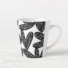 Schwarzes Abstraktes Herz Latte Tasse