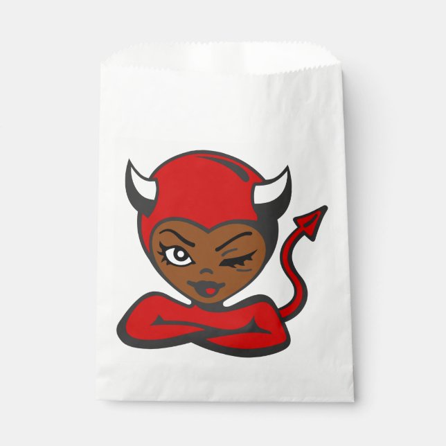 Schwarzes Afrikanisches Halloween-Teufel-Pinup-Mäd Geschenktütchen (Vorderseite)