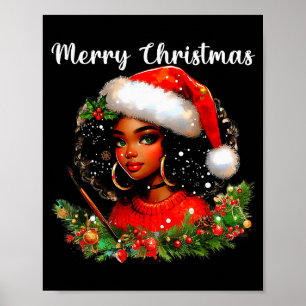 Schwarzes afrikanisches Mädchen lustiges Weihnacht Poster