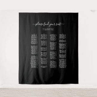 Schwarzes alphabetisches Hochzeitssitzplan-Backdro Wandteppich