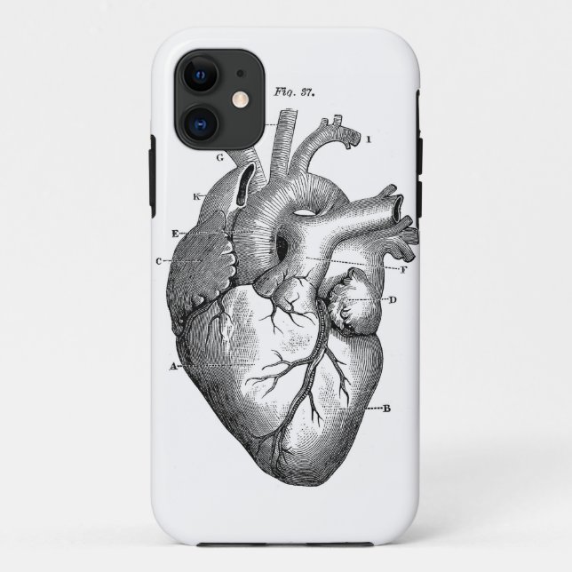 Schwarzes anatomisches Herz Case-Mate iPhone Hülle (Rückseite)