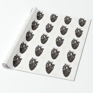 Schwarzes anatomisches Herz Geschenkpapier