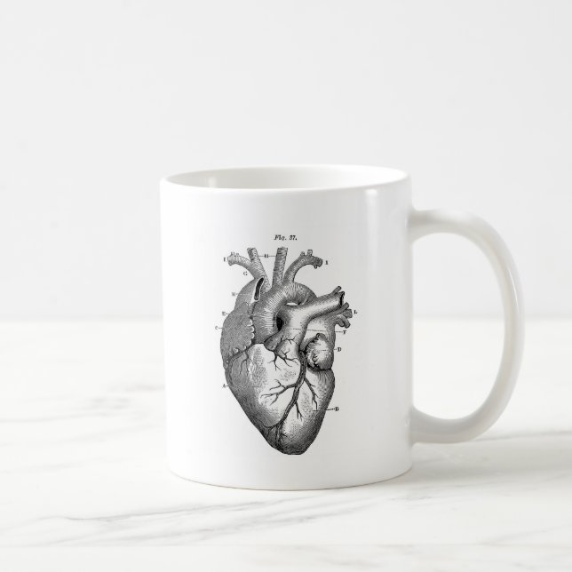 Schwarzes anatomisches Herz Kaffeetasse (Rechts)