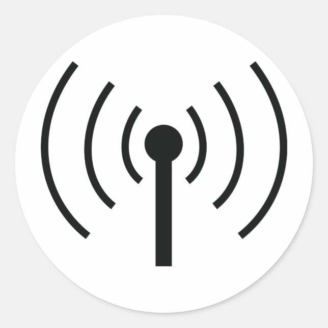 Schwarzes Antennensymbol Runder Aufkleber (Vorderseite)