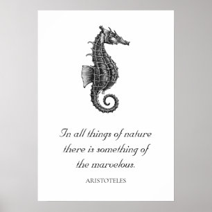 Schwarzes antikes Seepferdchen mit inspirierendem Poster