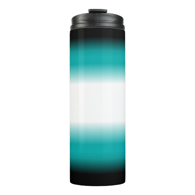 Schwarzes aquamarines weißes Ombre Thermosbecher (Vorderseite)