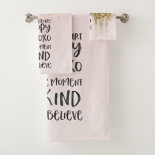 Schwarzes Aquarell Inspirational Gold Unicorn Badhandtuch Set