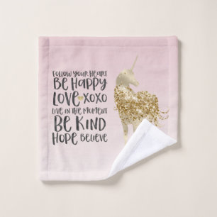 Schwarzes Aquarell Inspirational Gold Unicorn Waschlappen