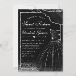 Schwarzes Aquarellkleid & Silberglanzkleid Sweet 1 Einladung