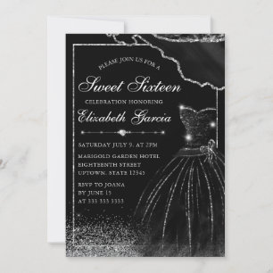 Schwarzes Aquarellkleid & Silberglanzkleid Sweet 1 Einladung