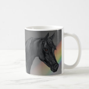 Schwarzes arabisches Pferd Porträt Elegante Reitku Kaffeetasse