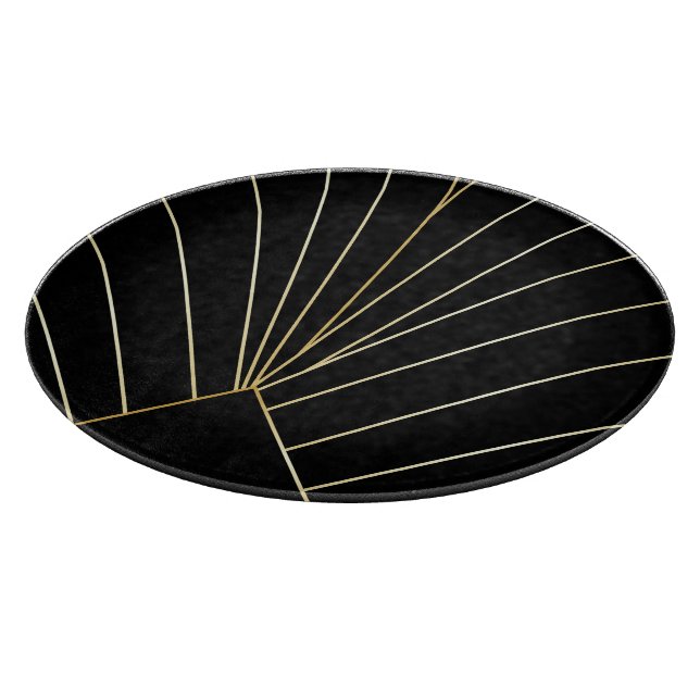 Schwarzes Art Deco Design Schneidebrett (Ecke)