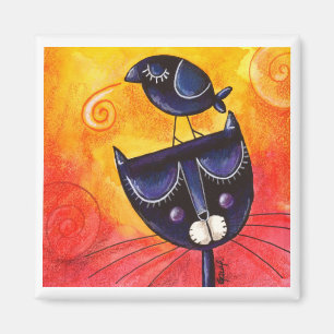 Schwarzes auf Schwarzem - quadratischer Magnet