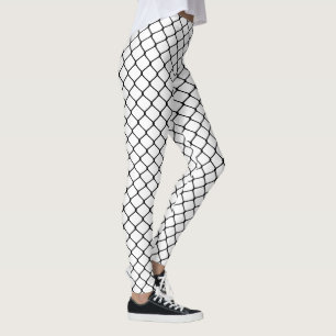 Schwarzes auf weißen Fishnets Leggings