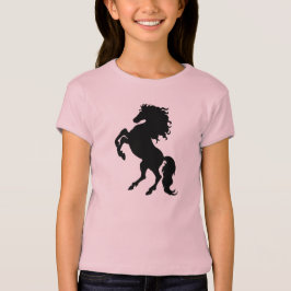 Schwarzes aufrichtendes Pferd - der Bella des T-Shirt