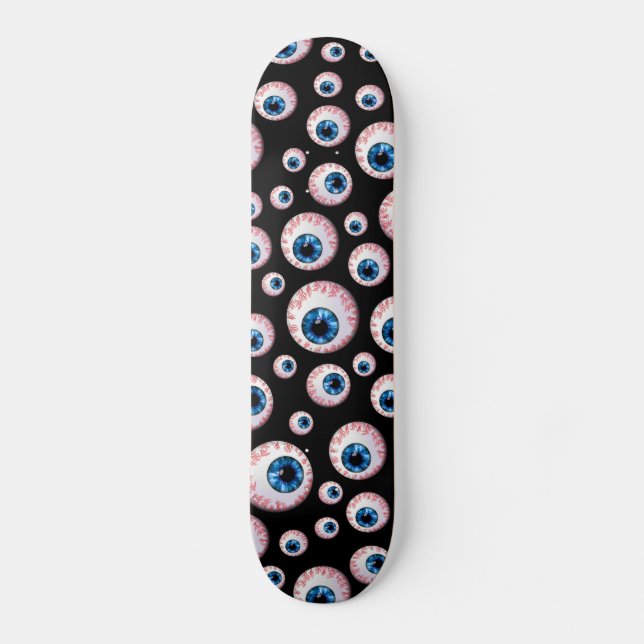 Schwarzes Augapfelmuster Skateboard (Vorderseite)