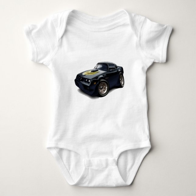 Schwarzes Auto 1979-81 Transportes morgens Baby Strampler (Vorderseite)