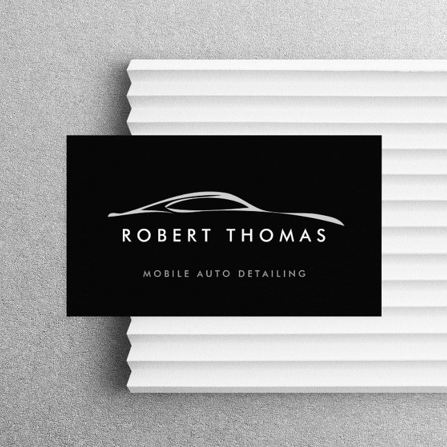 Schwarzes Auto-Detail, Auto-Reparatur-Logo Schwarz Visitenkarte (Von Creator hochgeladen)