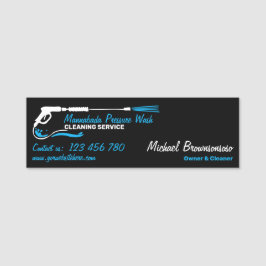 Schwarzes Auto Detail Power waschen Namensschild