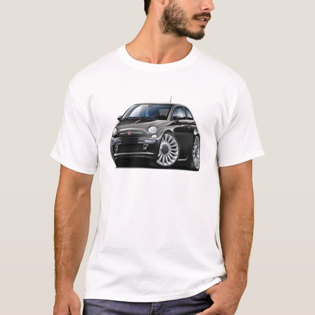 Schwarzes Auto Fiats 500 T-Shirt (Vorderseite)