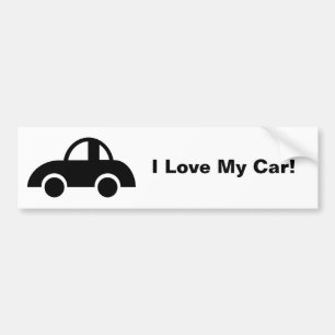 Schwarzes Auto, i-Liebe mein Auto! Autoaufkleber