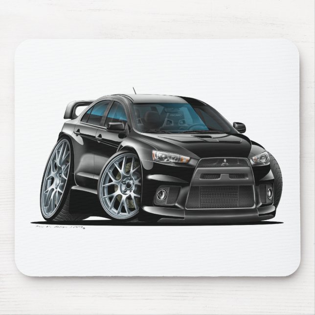 Schwarzes Auto Mitsubishis Evo Mousepad (Vorne)